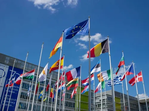 Flags of European Union Countries.